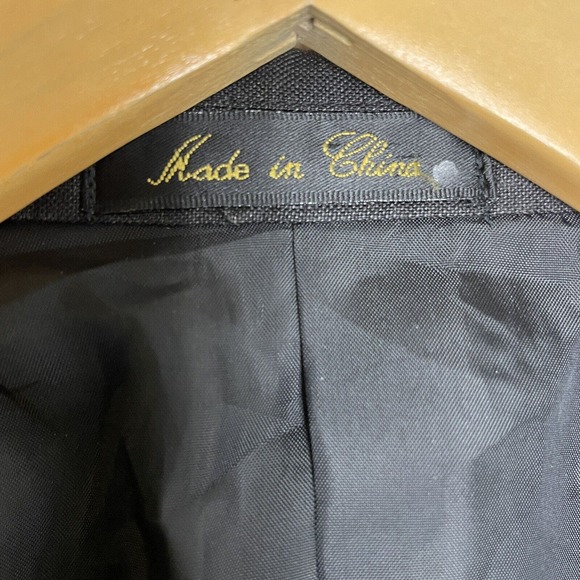 VINTAGE Guy Laroche Paris Black Men’s Linen Blend Blazer Jacket Sz 40R (42R) - Picture 12 of 16